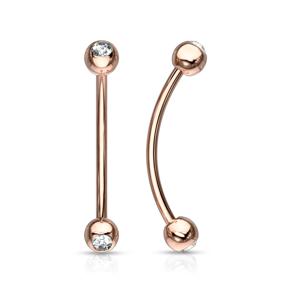 16G Surgical Steel Gemmed Ends for Snake Eye Piercings